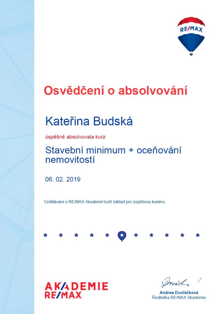 Osvědčení Kateřina Buská