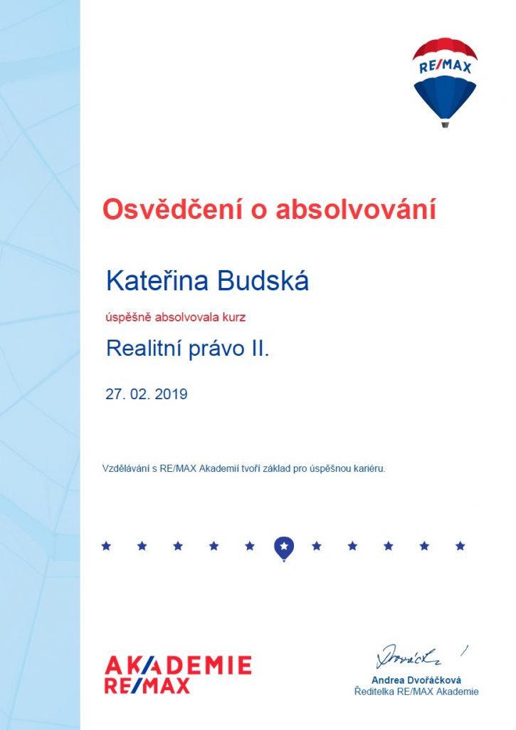 Osvědčení Kateřina Buská